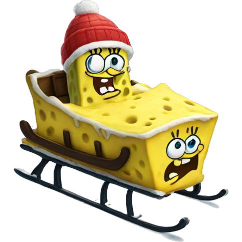 SpongeBob on a sled emoji