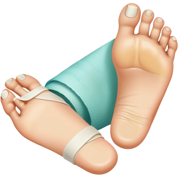 foot with blistered toes with pus and bandages emoji