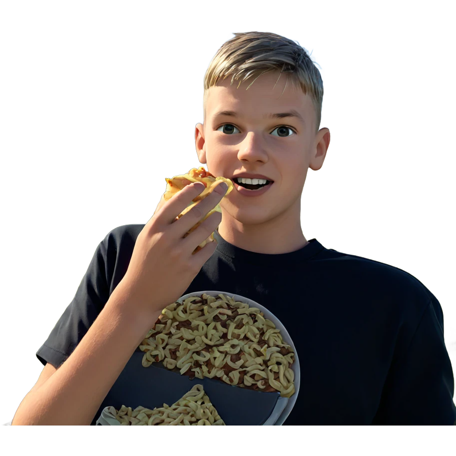 boy enjoying food outdoors emoji