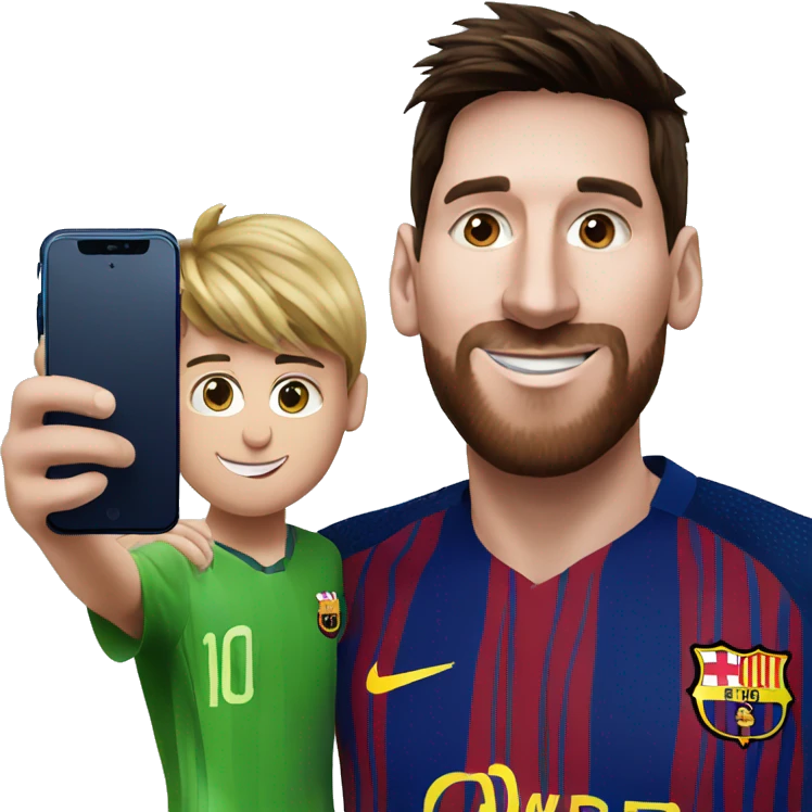 Messi taking a selfie with an iPhone emoji