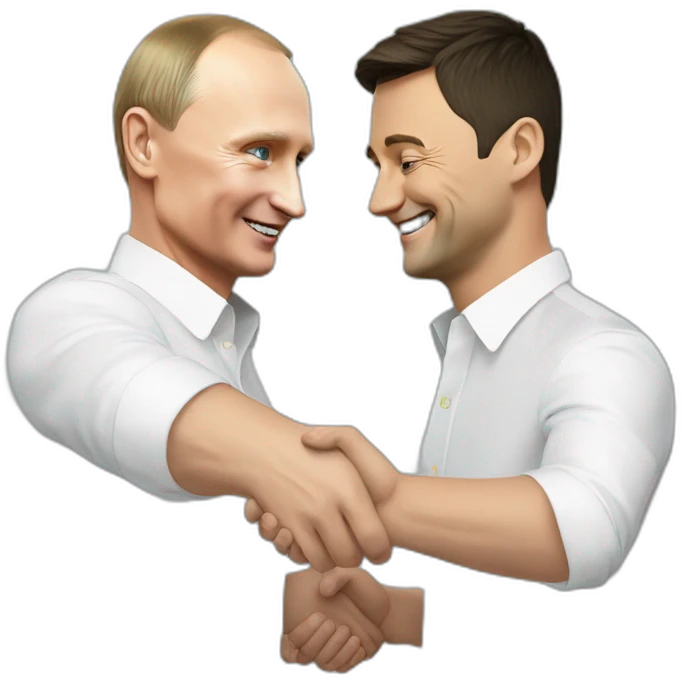Putin and Zelensky shake hands with each other (handshake of Zelensky and Putin emoji