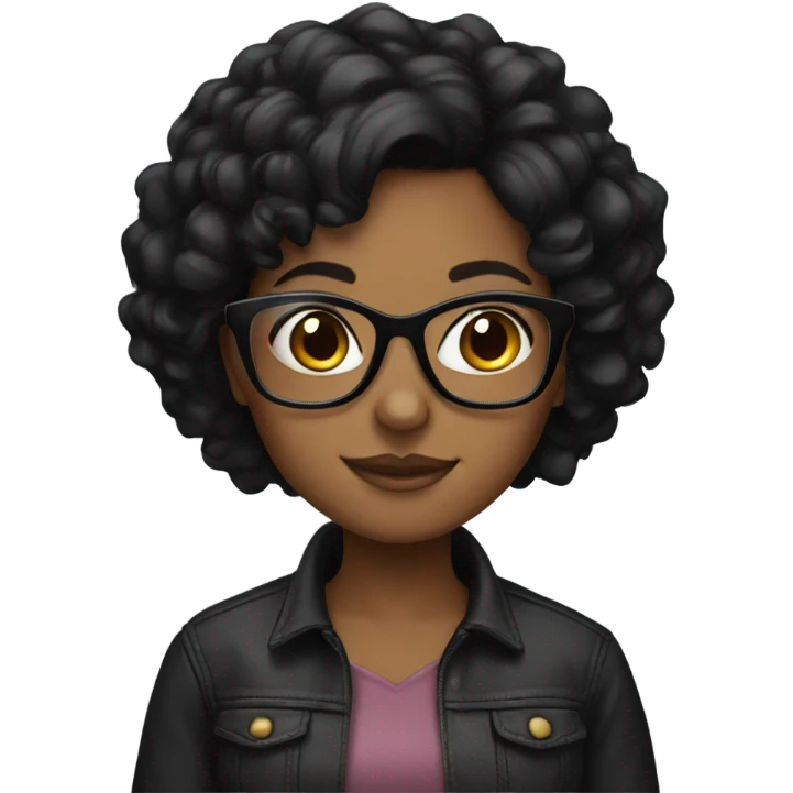 Brown girl with glasses and black hair emoji