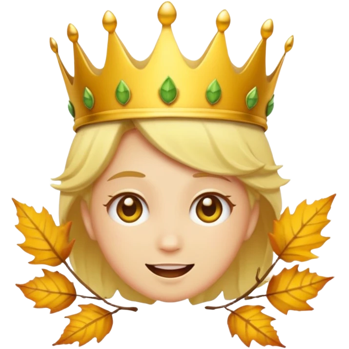 fall ecstatic emoticon artsy slightly creepy crown of leaves but make the base a normal yellow genderless emoji emoji