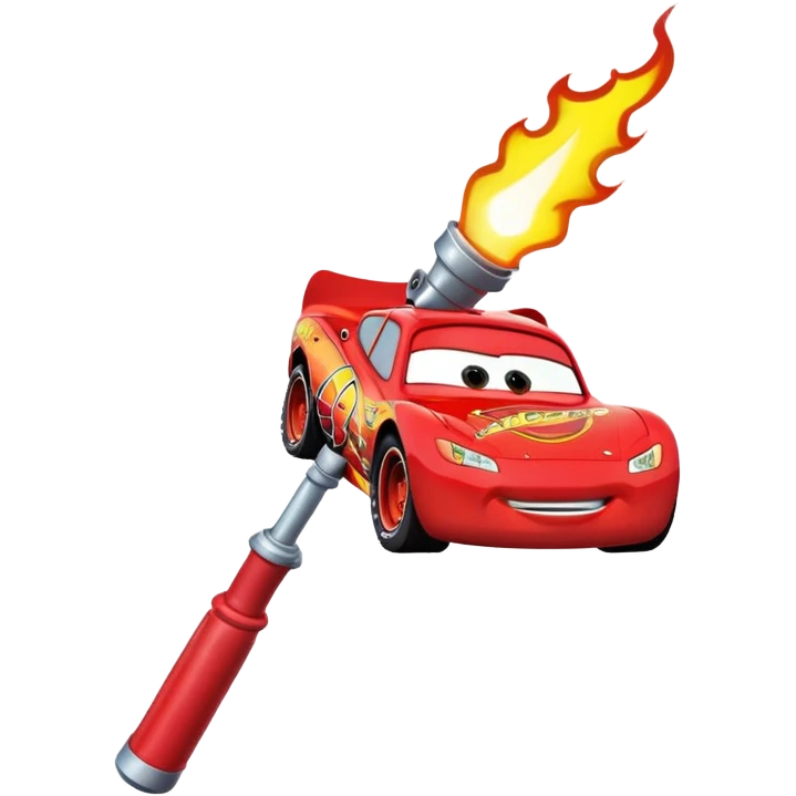 lightning mcqueen holding a torch emoji