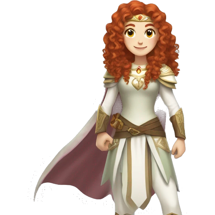 a white girl with long red curly hair and freckles, cosplaying Princess Zelda posing and smiling emoji