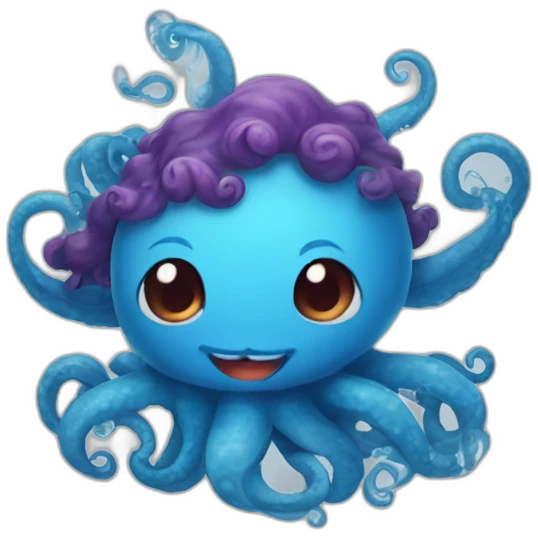 cute blue kraken love emoji