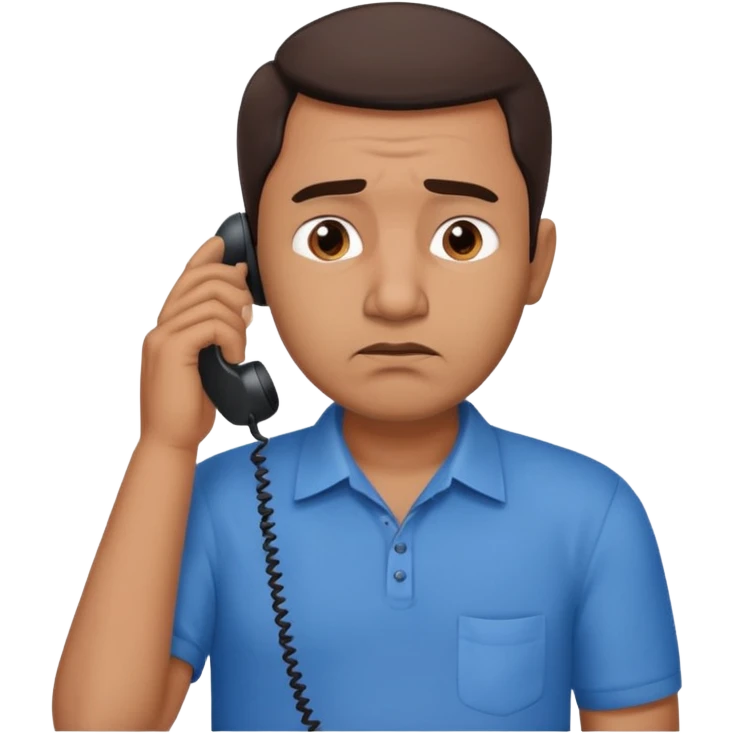 generate an indian dad, talking on call. looking upset emoji