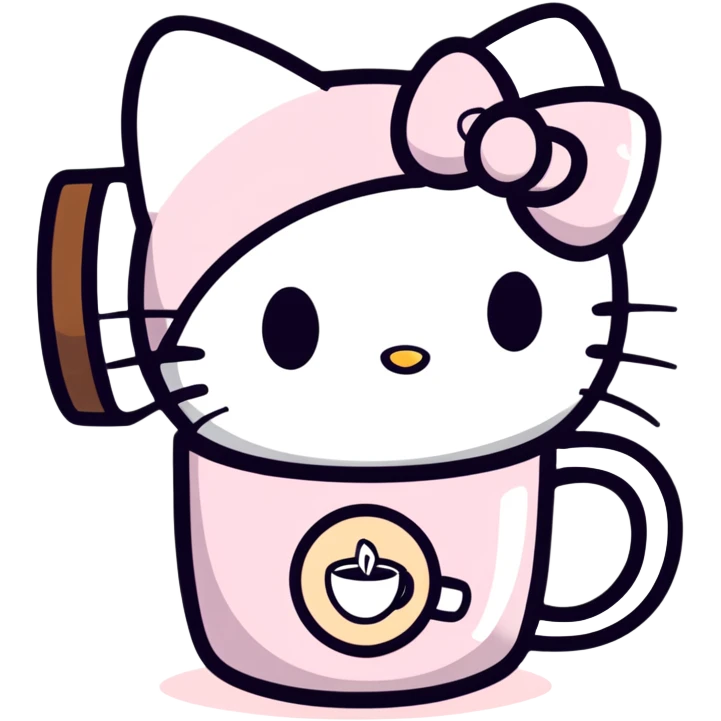 Hello Kitty drinking coffee  emoji