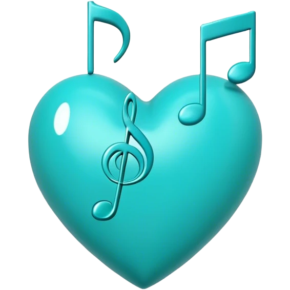 Turquoise heart and real notes emoji