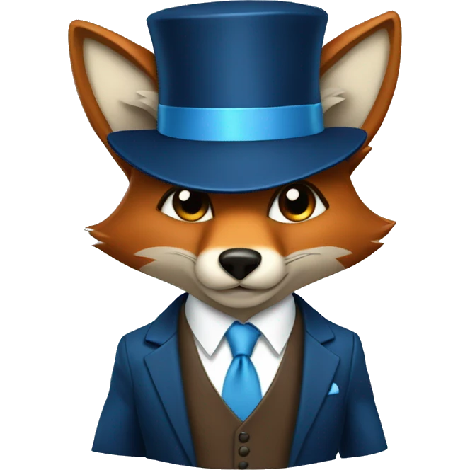 Brown fox dressed as a millionaire using dark blue tuxedo and light blue ties  emoji