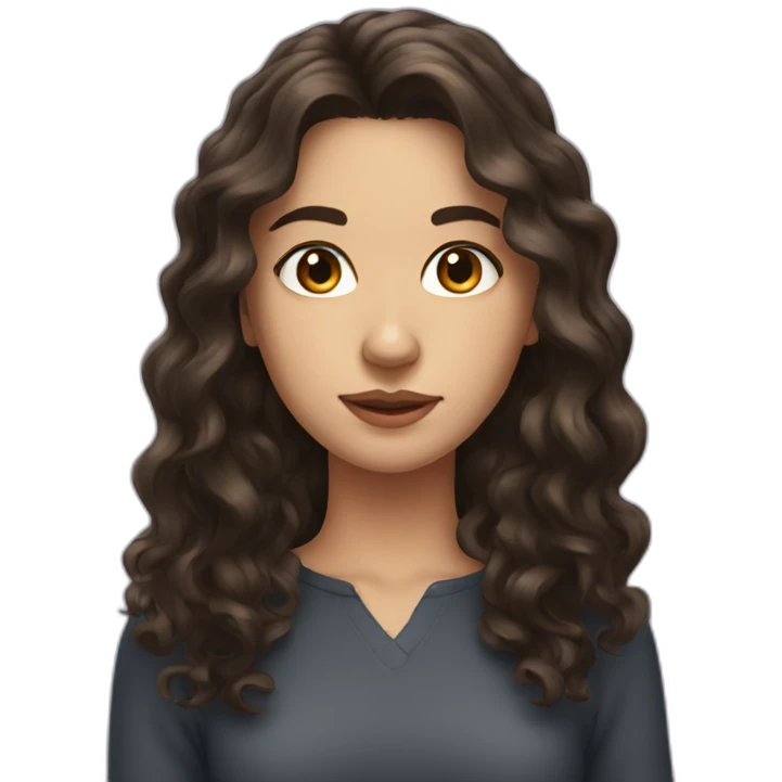 dark wavy haired European young woman emoji