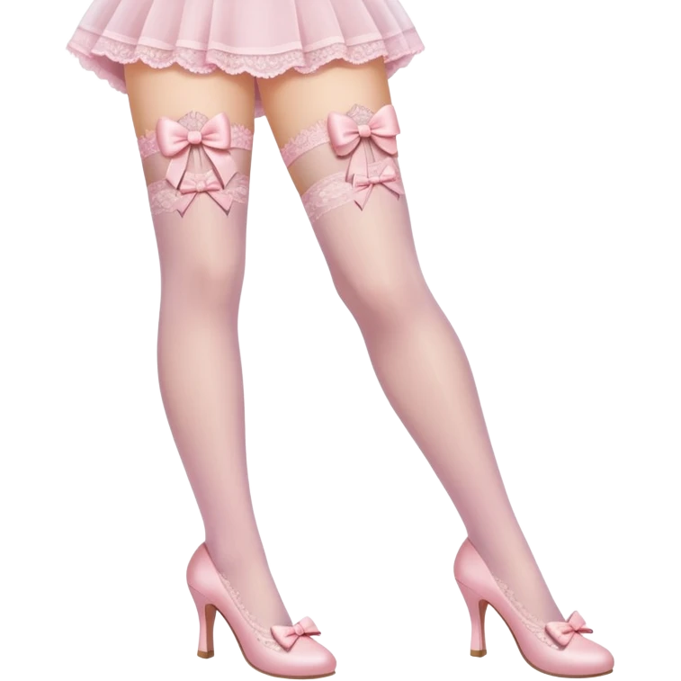 light pink laced stockings with bow emoji