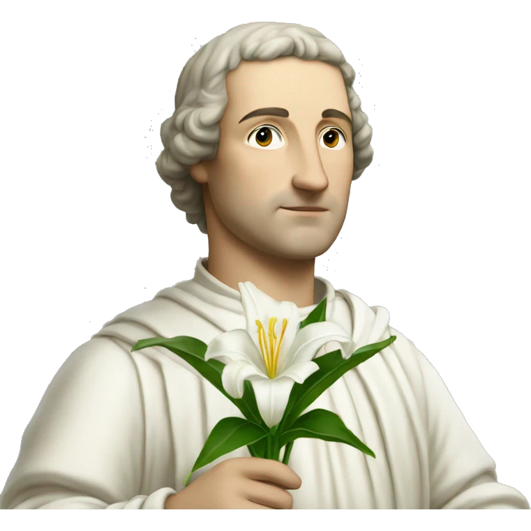 Petrarch holds a white lily in his hand emoji