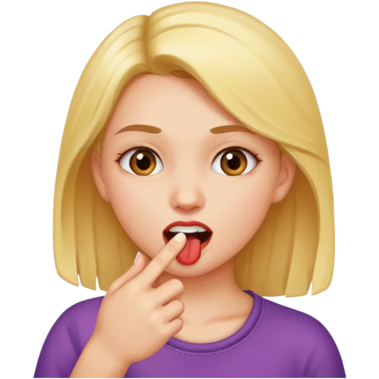 Una chica mordiéndose el dedo emoji