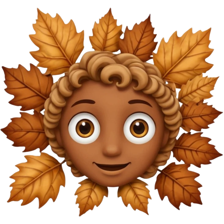 comic dryleaf with eyes and a smile in brown emoji