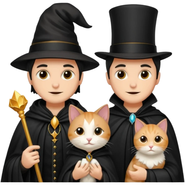 magician couple and their pet cat emoji