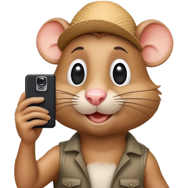 Rat tourist taking selfie in front of Eiffel Tower emoji