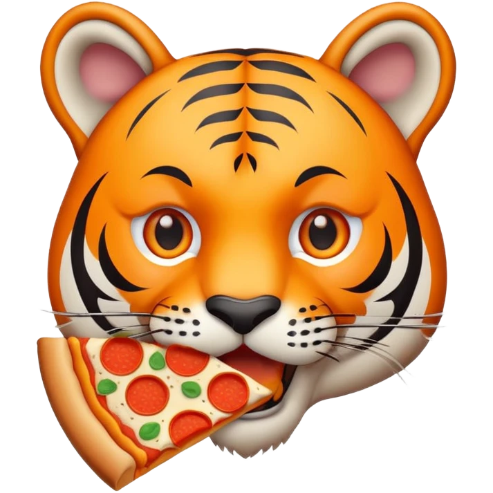 tiger face eating pizza for Twitch emote emoji