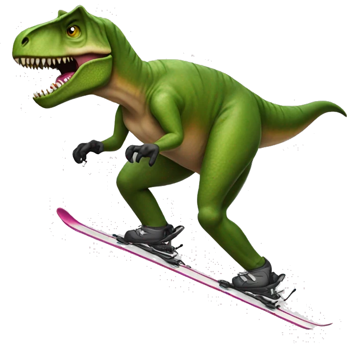 realistic T-Rex downhill skiing emoji