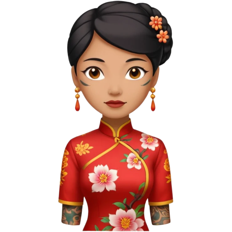 ancient woman with tatooed and cheongsam, NO pierce emoji