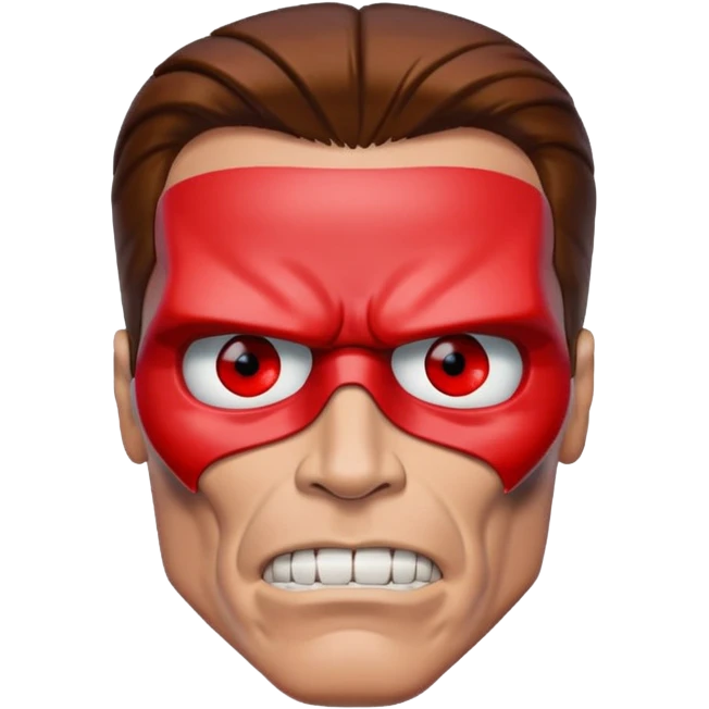 Red eyed half face Terminator Arnold Schwarzenegger emoji