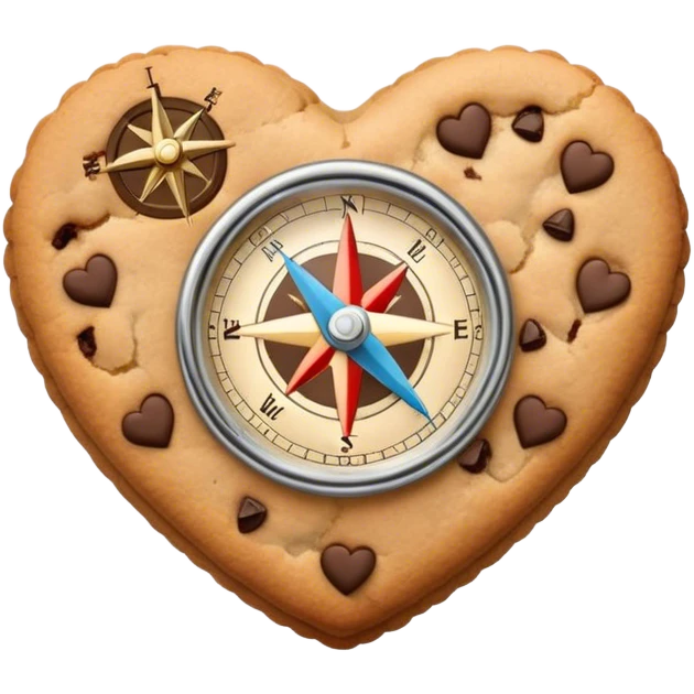 cookie heart with compass emoji