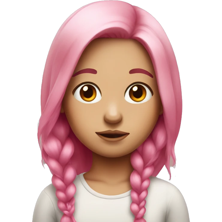 girl with pink hair and instead of eyes she has fish emoji