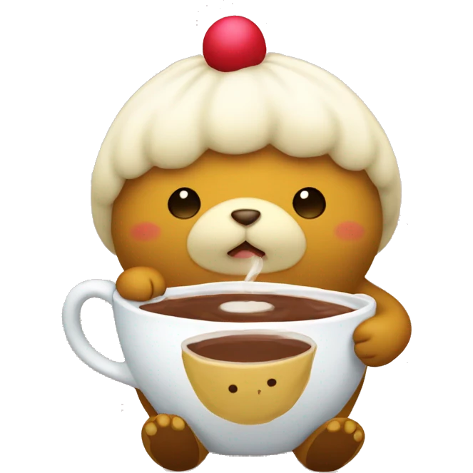Pompompurin holding a hot chocolate  emoji