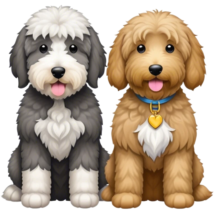 1 Large gray sheepadoodle and a goldendoodle  emoji
