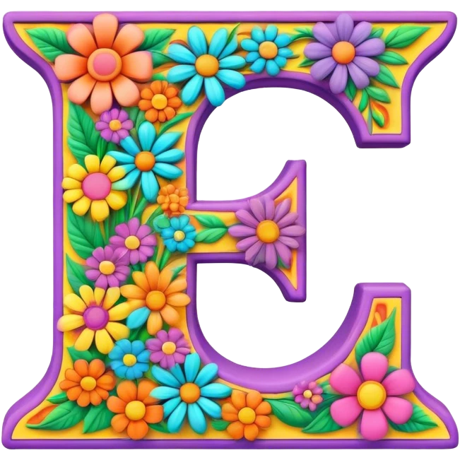 3D, gothic style psychedelic colored Letter Z with hippie style flower border emoji