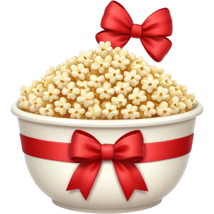 popcorn in white bowl with bow emoji
