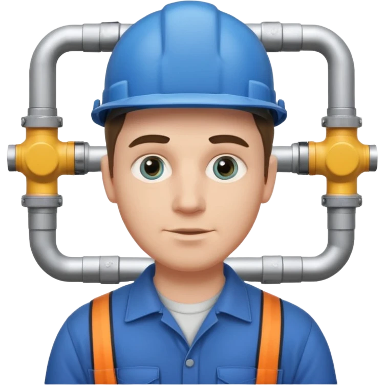 customer. 1 person only white male with shoulder normal person cloths. adult. pipeline technician change the expression and the shape of the face change the color of eyes emoji
