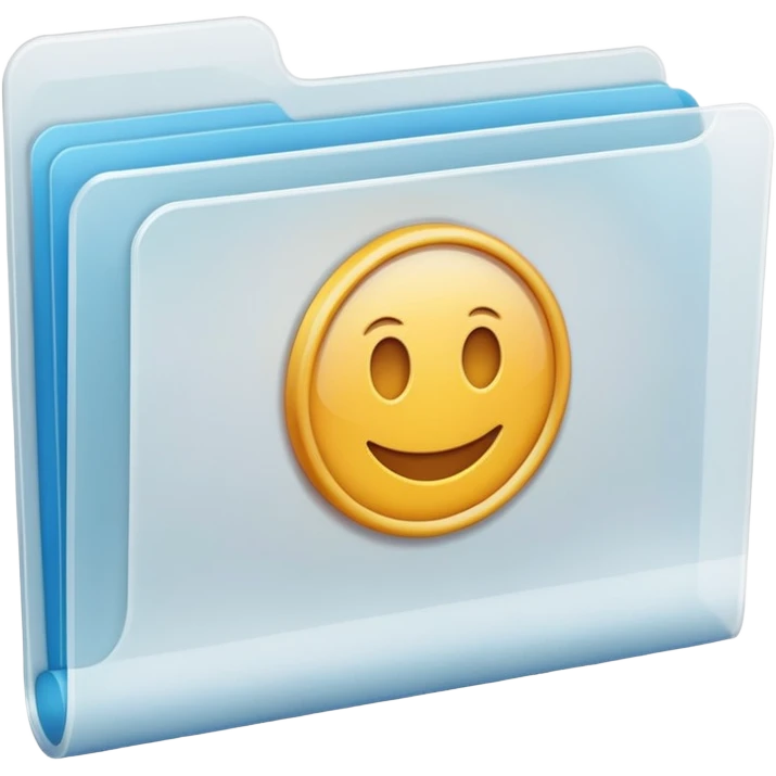A **simple emoji-style icon** of a **transparent white plastic folder**, minimal and clean, with **rounded corners**, subtle translucency, soft shading, and a **small Concert arena symbol** on the front.
 emoji