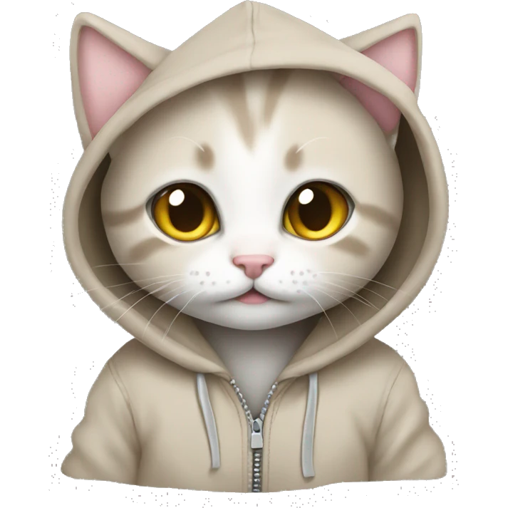 Kitten wearing a hoodie emoji