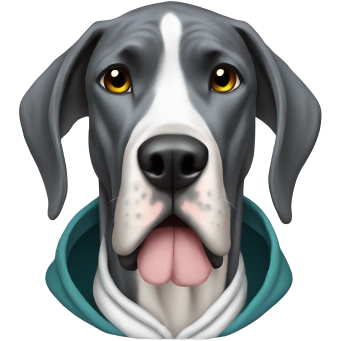 Great Dane wearing a hoodie emoji