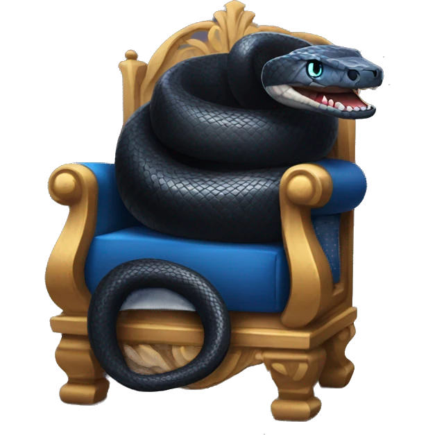 Black snake with blue eyes sitting on a throne  emoji