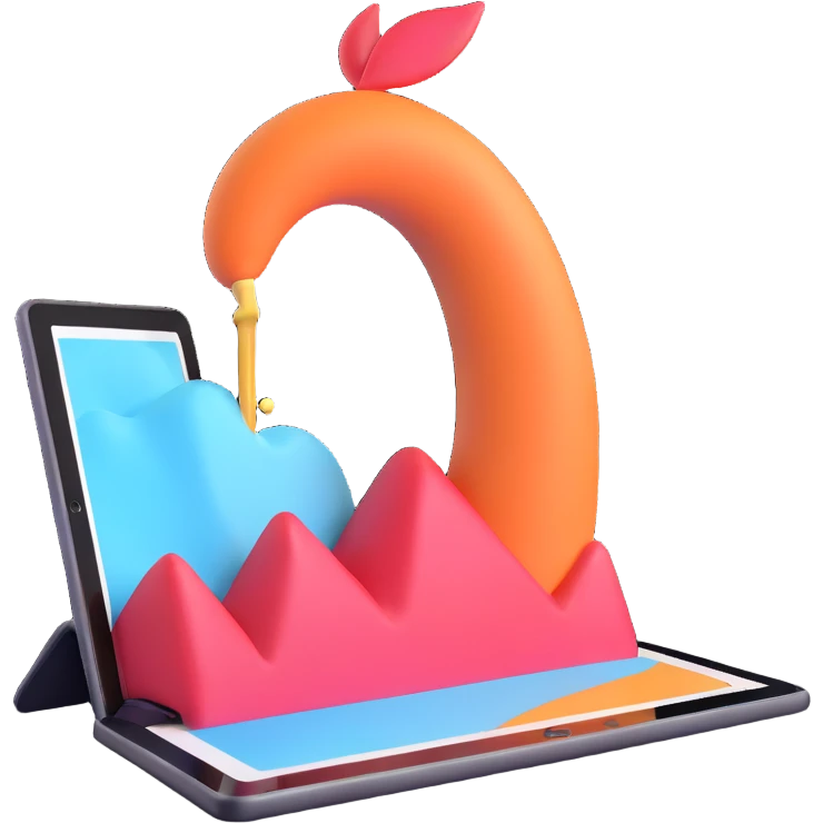 3D surreal iPad, pure minimalism, only the iPad, no branding, unique surreal visual effect emoji