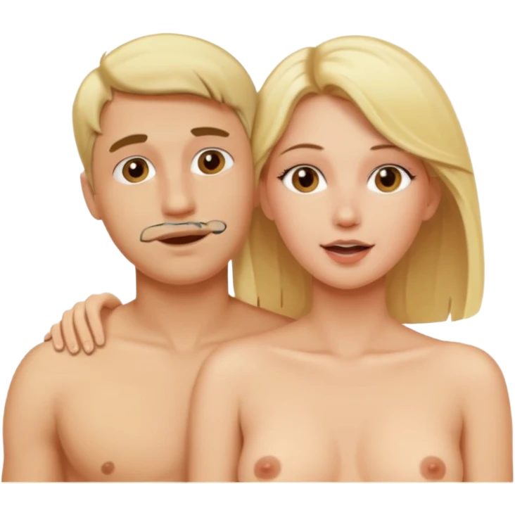 Sexy naked blonde woman with big boobs having sex with man cum emoji