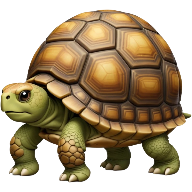 cinematic-tortoise-realistic-full-body-walking-emoji,-sturdy-domed-shell-in-rich-earthy-tones,-thick-scaled-legs-moving-slowly-but-deliberately,-wrinkled-wise-face-peering-ahead-with-calm-determination,-large cute eyes-reflecting-centuries of wisdom emoji