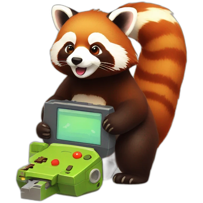 Red panda with gameboy emoji