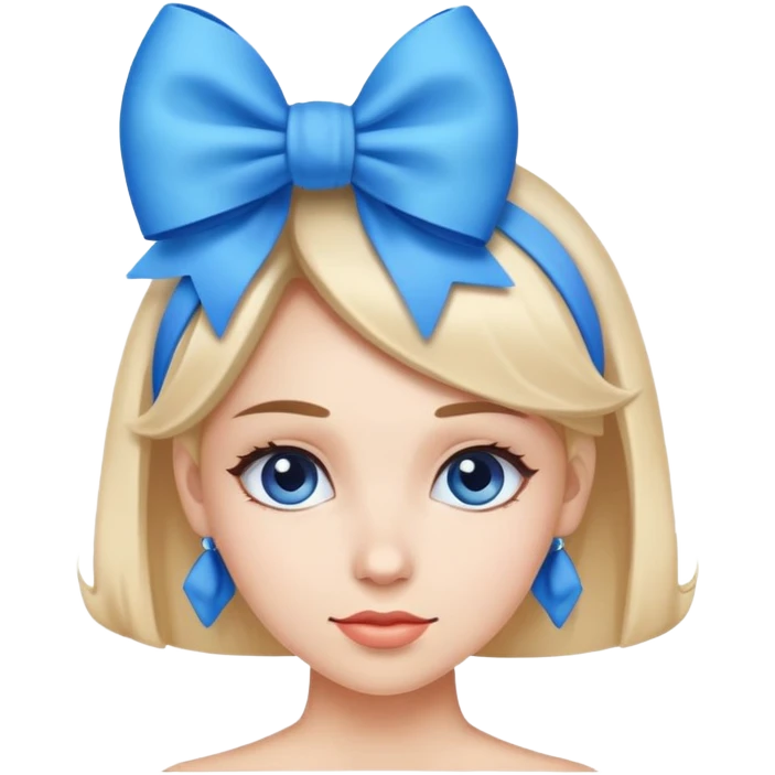 woman wearing a blue bow on her head emoji