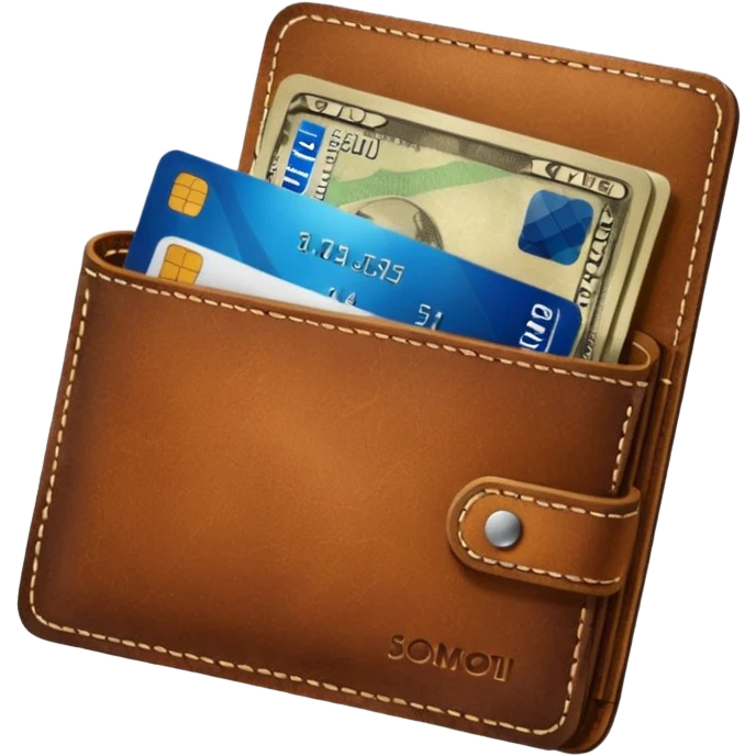 portefeuille marron avec billet et carte bancaire emoji
