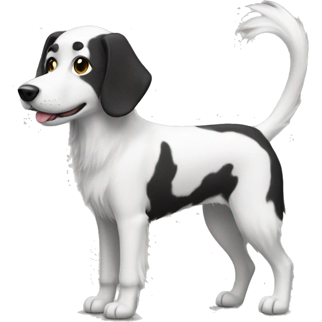 Dog, white and black fur, short fur, tall dog emoji