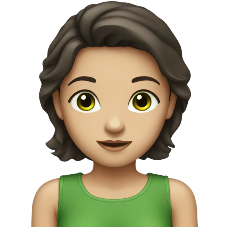 girl with dark brown hair and green eyes emoji