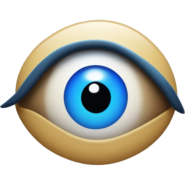 evil eye with three blue rectangles on the top left emoji