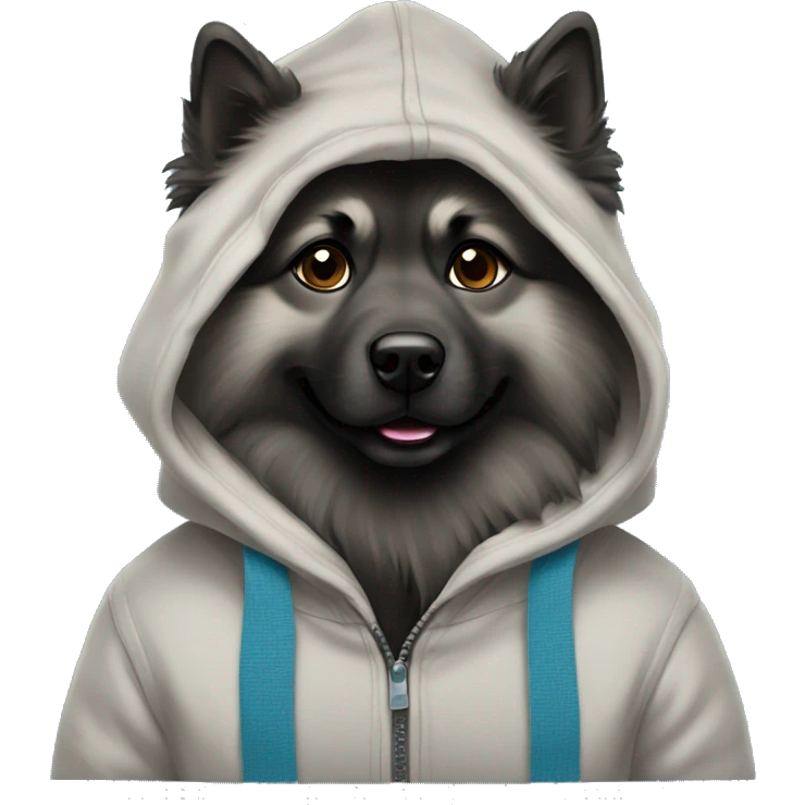 keeshond wearing a hoodie emoji