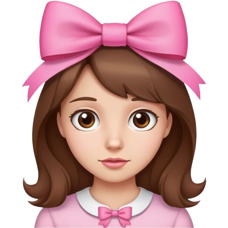 Brown haired girl wearing pink bow emoji