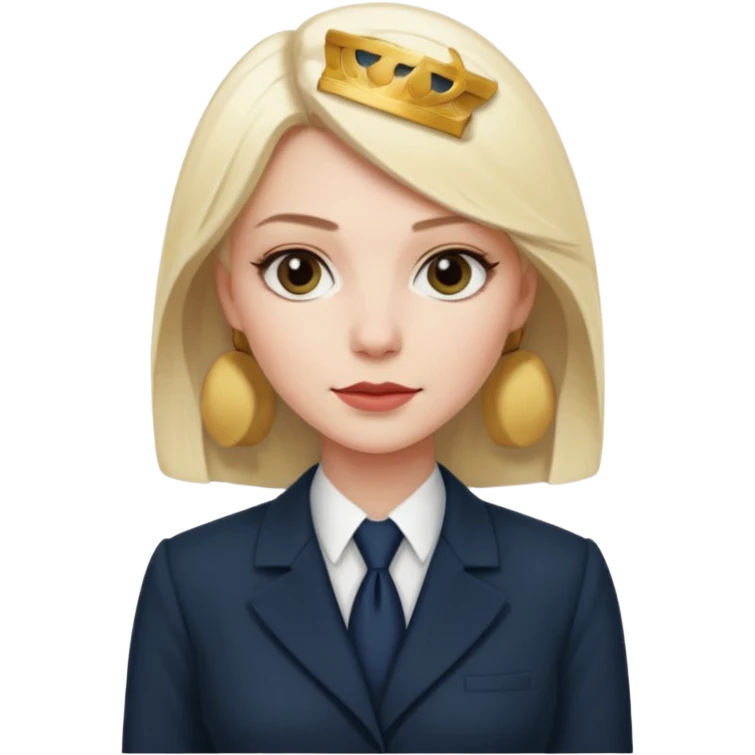 femme blanche et blonde habillée avec une robe professionnelle des avocats en France emoji