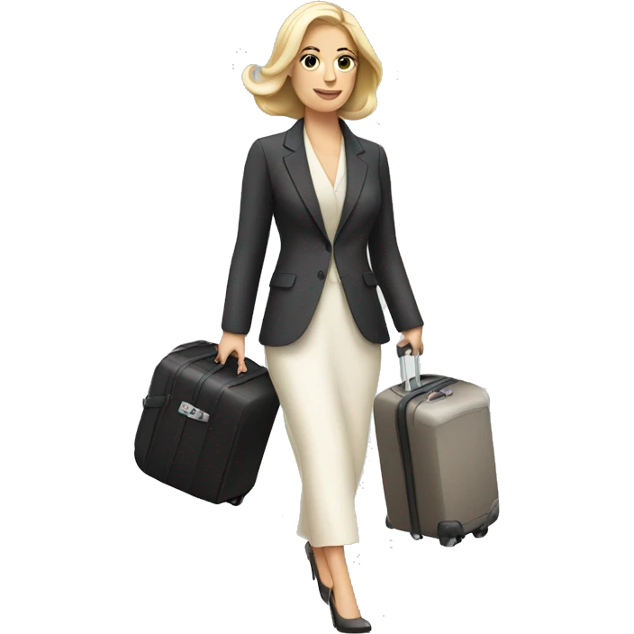Posh white woman with luggage walking  emoji