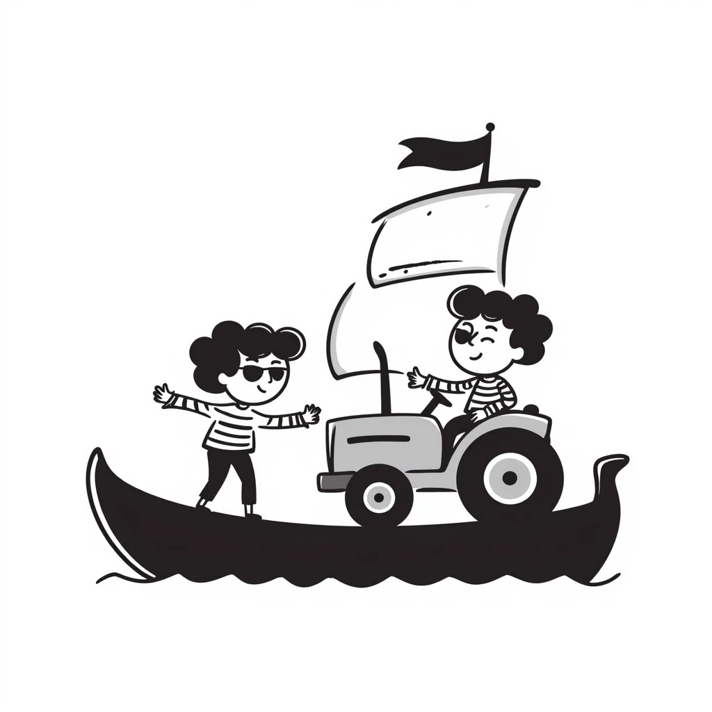 pirates driving a tractor on a ship emoji